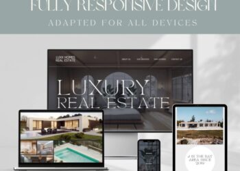 Luxury Real Estate Website Template Canva Website Website Theme Real ...