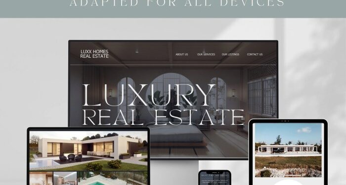Luxury Real Estate Website Template Canva Website Website Theme Real ...
